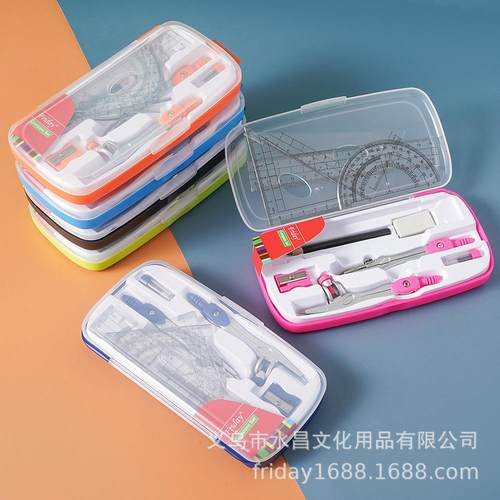 外贸跨境 学生文具十套装金属圆规几何绘画工具圆规套装文具