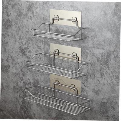 storage shelf stainless steel punch-free kitchen rack wall h