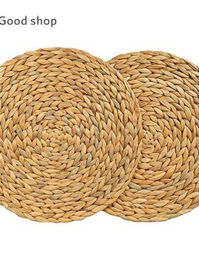 Weaving water hyacinth straw woven round mat dining table he