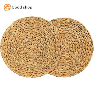 Weaving water hyacinth straw woven round mat dining table he