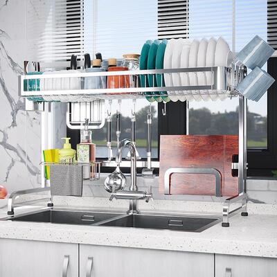 Kitchen shelving rack black stainless steel sink drying rack