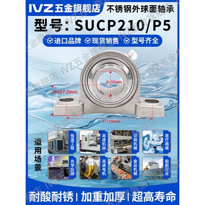 进口不锈钢外球面轴承带座SUCP204 205 206 207 208 209轴承座210