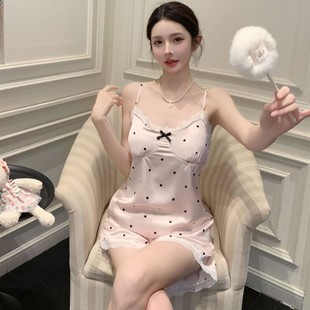 吊带短裤 法式 吊带性感纯欲风冰丝家居服套装 睡衣女甜美春夏季 新款