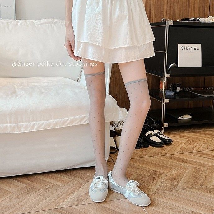 2025春夏15D薄透波点学院风jk长筒过膝大腿丝袜,女士内衣/男士内衣/家居服,连裤袜/打底袜,淘宝优惠券,粉丝福利购,淘宝优惠卷