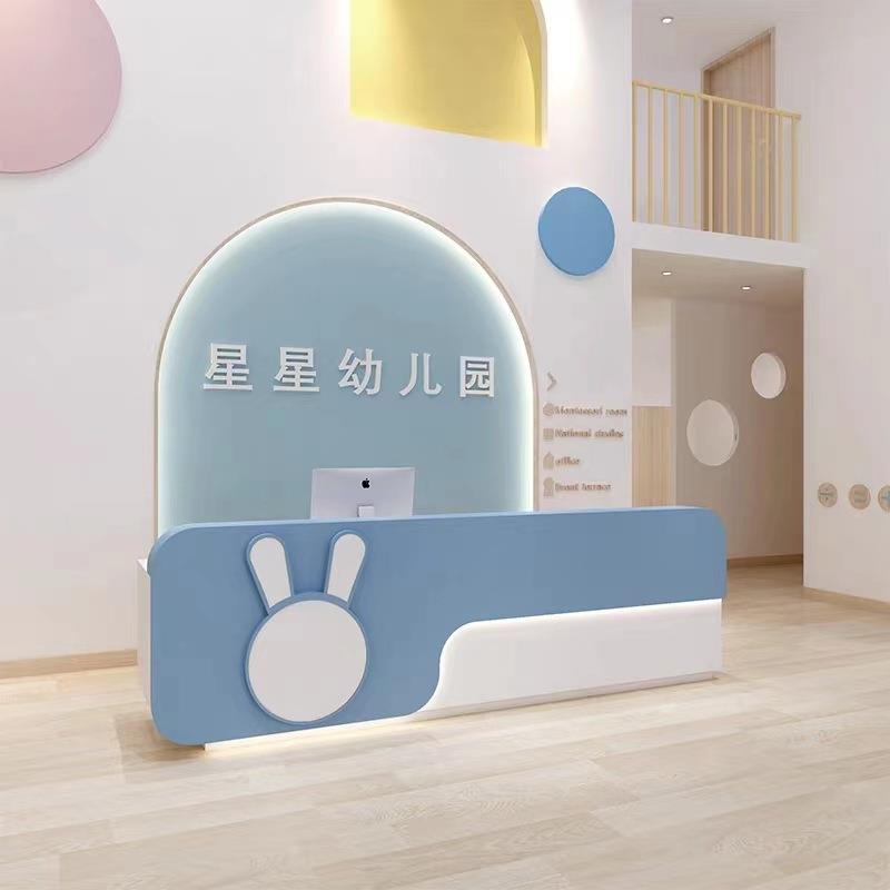 幼儿园前台接待台学校教育培训机构吧台早教中心舞蹈室接待前台
