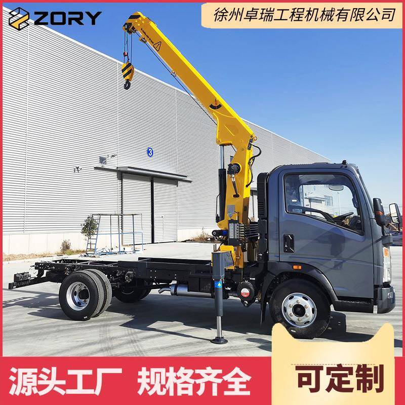 建筑工程液压直臂吊蓝牌汽车吨5吨6吨吊运一体起重机出口随车吊