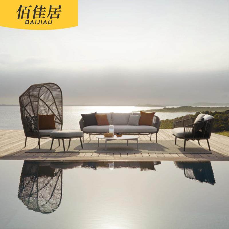 北欧户外简约现代藤编沙发脚踏藤椅茶几庭院花园露台躺床编织双人,商业/办公家具,商用藤编家具,淘宝优惠券,粉丝福利购,淘宝优惠卷