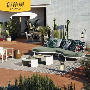 户外沙发组合庭院露天阳台圆床躺床酒店别墅室外防水北欧现代藤编