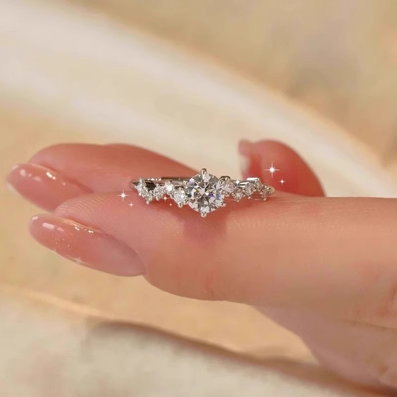 GIA天然鉆石Pt950鉑金鉆戒一克拉鉆石星夢六爪求婚結(jié)婚戒指送女友
