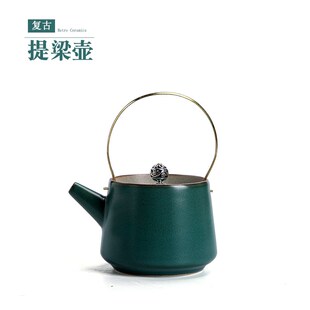 提梁壶单壶复古陶瓷茶壶泡茶器功夫茶具家用办公室客厅泡茶壶 日式