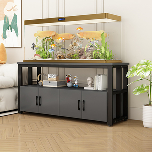鱼缸底柜鱼缸架子带门底座客厅家用落地多层带柜子铁艺承重置物架