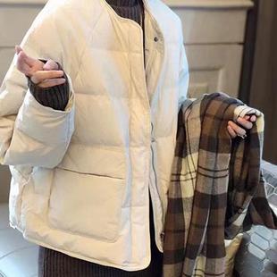 时尚90白鸭绒短款羽绒服外套女2025年冬季新款韩版宽松轻薄面包服