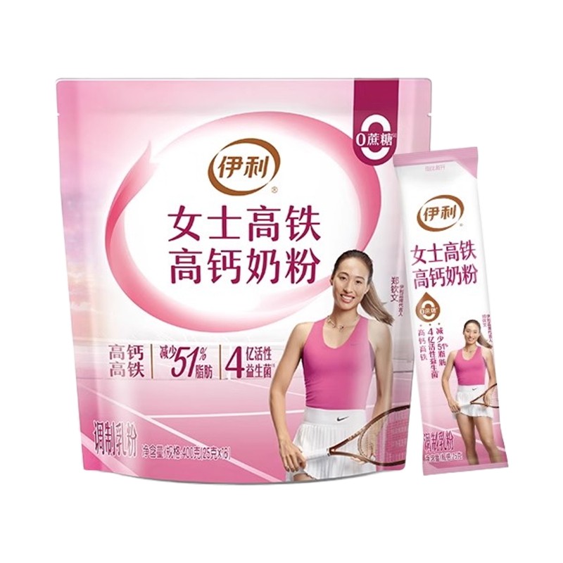 伊利女士高铁高钙奶粉 400g 袋装0蔗糖成人女生补钙补铁营养奶粉