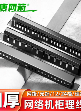 大唐网箭 加厚款机架理线架 网络网线光纤线12档24口24档48口1U理线器国标理线架配线架