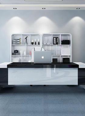 烤漆办公桌简约现代主管桌 白色总裁桌油漆办公桌椅工厂直发