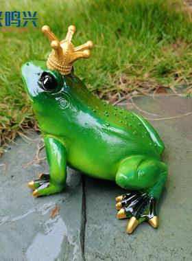独立站新款青蛙公主摆件雕像树脂工艺品摆件家居花园园林书房摆件