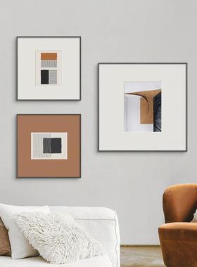 现代简约抽象线条客厅装饰画北欧艺术餐厅卧室橙色壁画晶瓷挂画