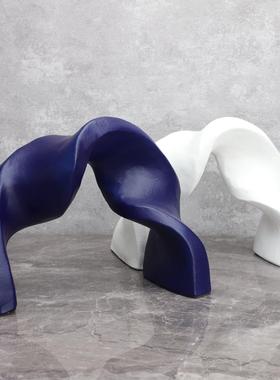 现代简约树脂飘带书房售楼部样板房卧室客厅家居玄关软装饰品摆件