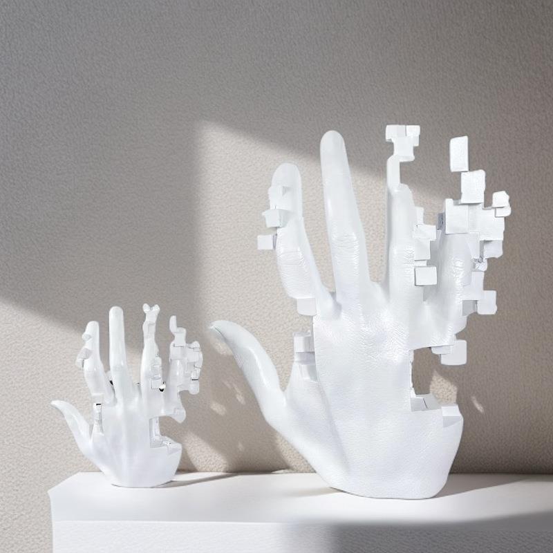 北欧风创意树脂马赛克手掌雕塑摆件家居客厅玄关柜样板间软装饰品
