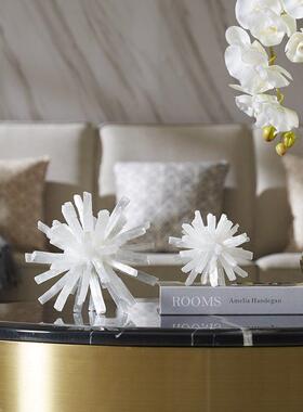 软装天然晶石花球创意工艺品样板房摆件家居样板间客厅装饰品摆件