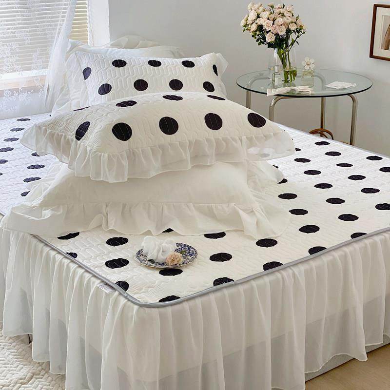 夏季A类波点冰丝乳胶凉席三件套床裙夏凉被四件套可机洗折叠席子,床上用品,冰丝席,淘宝优惠券,粉丝福利购,淘宝优惠卷