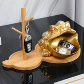 门口钥匙收纳创意玄关置物架轻奢装 饰挂钩挂架放钥匙金蟾招财摆件