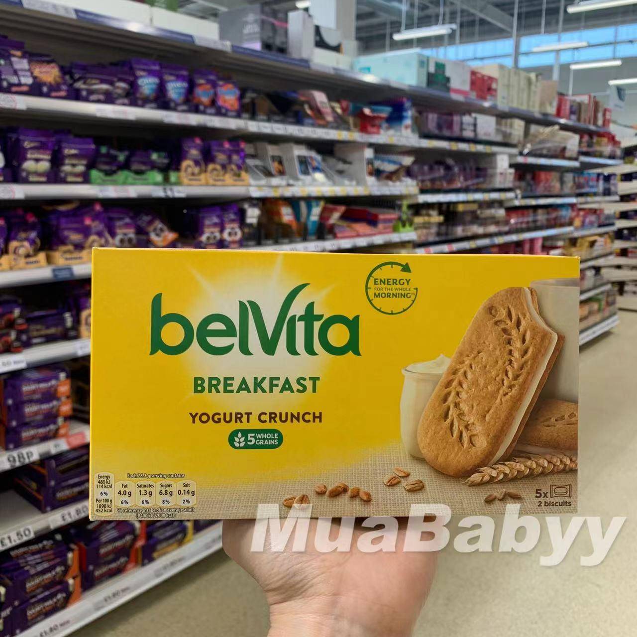 现货 英国代购Belvita高纤维低GI全麦谷物草莓酸奶夹心早餐饼干