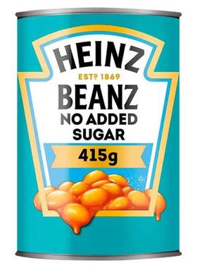 现货英国HEINZ BEANZ亨氏茄汁焗豆罐头无麸质无添加415g烧烤番茄