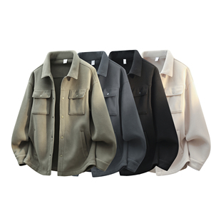 秋冬上新翻领百搭厚实翻领大口袋户外风摇粒绒男生情侣外套2519