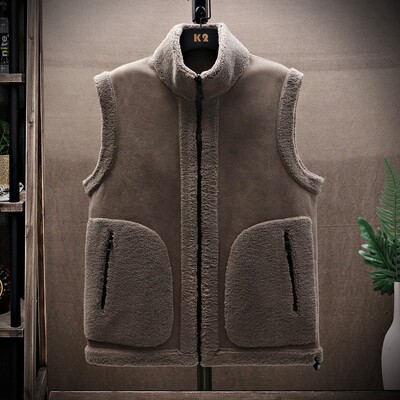 秋冬爆款INS风男生国潮双面穿双穿个性颗粒绒情侣背心夹克 2281