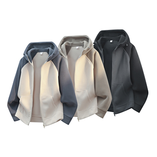 拼接撞色男生休闲夹克2518 加厚户外保暖时尚 秋冬新款 拼色秋冬新款