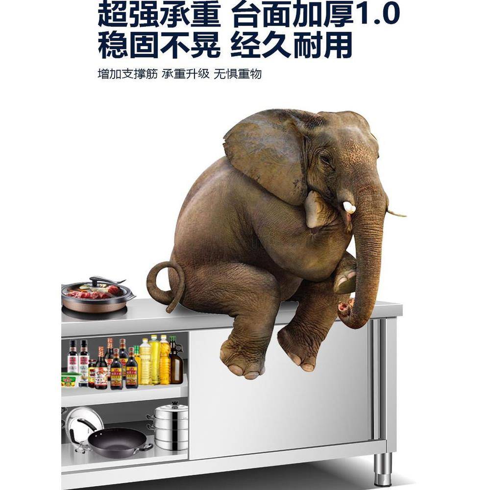 304不锈钢厨房置物柜子工作台饭店操作台橱柜灶台储物柜碗柜收纳