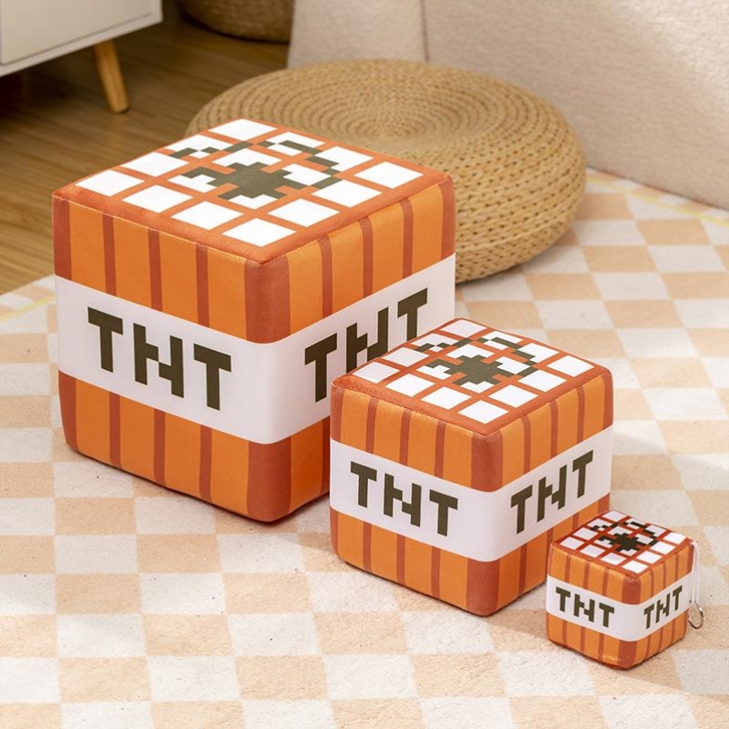 Minecraft我的世界TNT抱枕草方块毛绒玩具公仔MC玩偶靠垫游戏周边