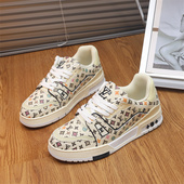 秋季 时尚 2025新款 男鞋 休闲厚底内增高运动鞋 男士 印花学生情侣板鞋