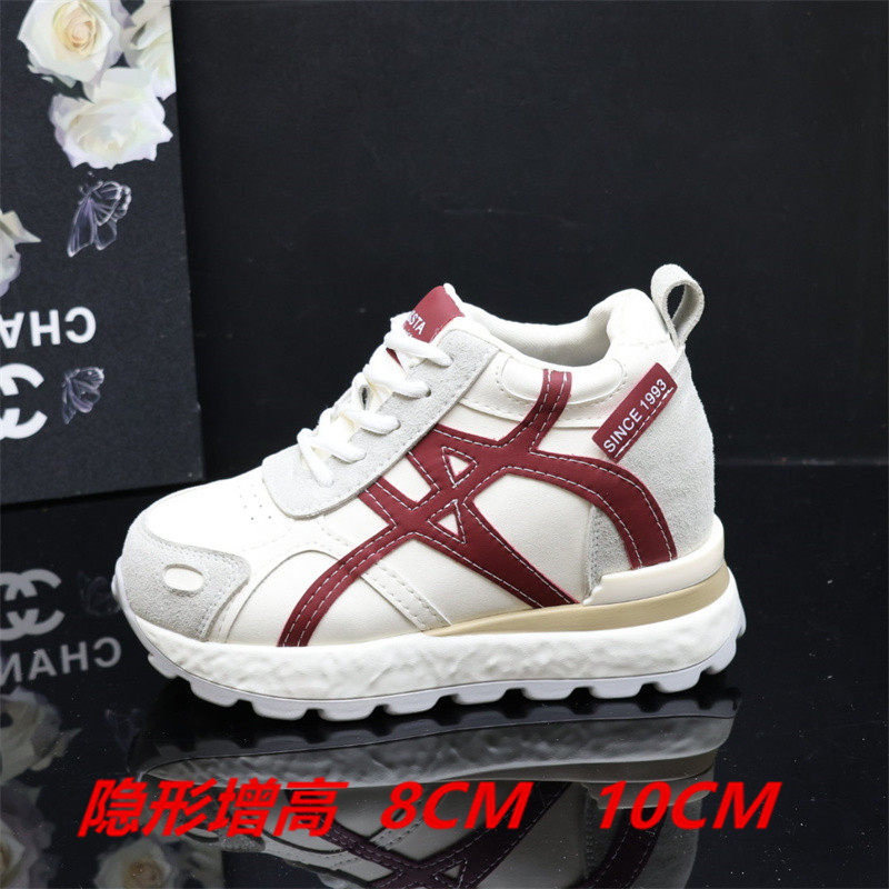 厚底德训鞋女隐形内增高8-10CM2025春季新款小个子休闲运动小白鞋