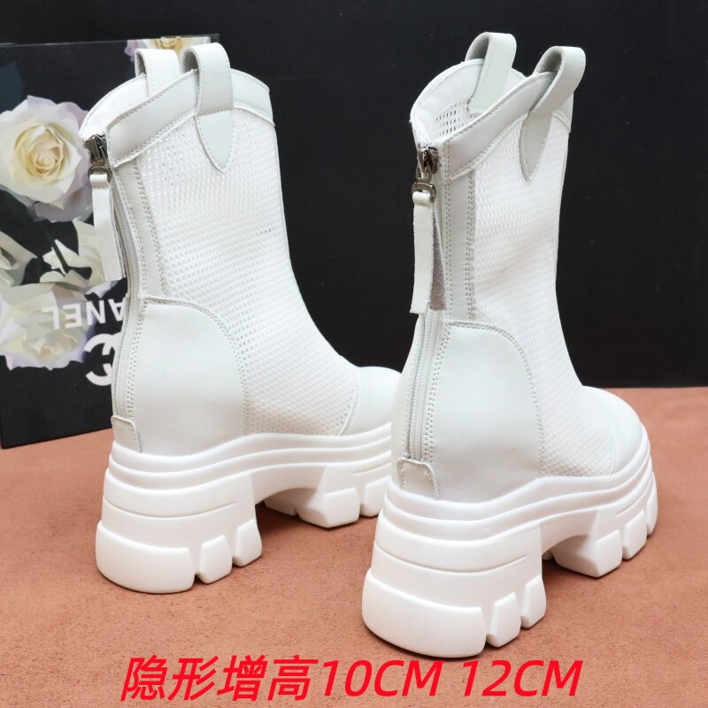 网面透气隐形内增高12CM马丁靴女厚底10cm小个子网靴百搭显瘦凉靴