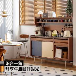 实木岩板餐边柜客厅储物靠墙一体置物柜家用玄关收纳柜咖啡柜