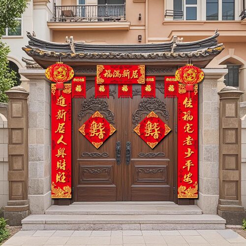 对联乔迁之喜新居入宅仪式搬家大门装饰布置用品2024新房福字门贴