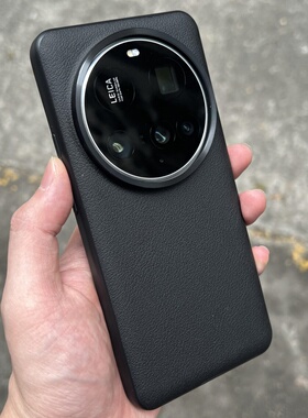 高级感纯黑色金属镜头框手机壳适用小米15Ultra简约纯色14pro荔枝纹素皮13不沾指纹防手汗黑白拼色男女款防摔