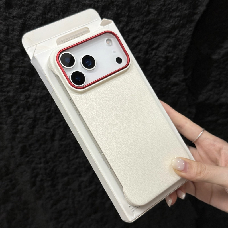 黑色荔枝无边框适用苹果17手机壳