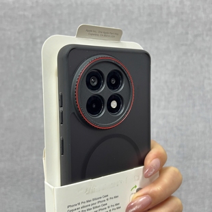 红色镜头圈手机壳适用一加13T细圈磁吸1+ACE5pro磨砂透黑oppoFindX8s+肤感X8ultra全包X200spromini个性男女