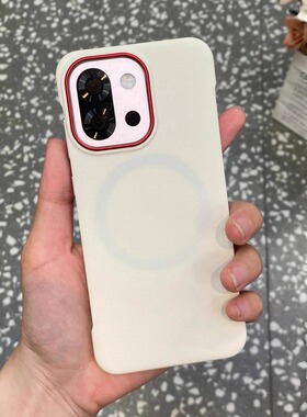 红色镜头圈无边框适用一加13T手机壳iqooz10Turbo皮纹肤感oppoReno14超薄iQOO13散热ACE5荣耀power小米14/15U