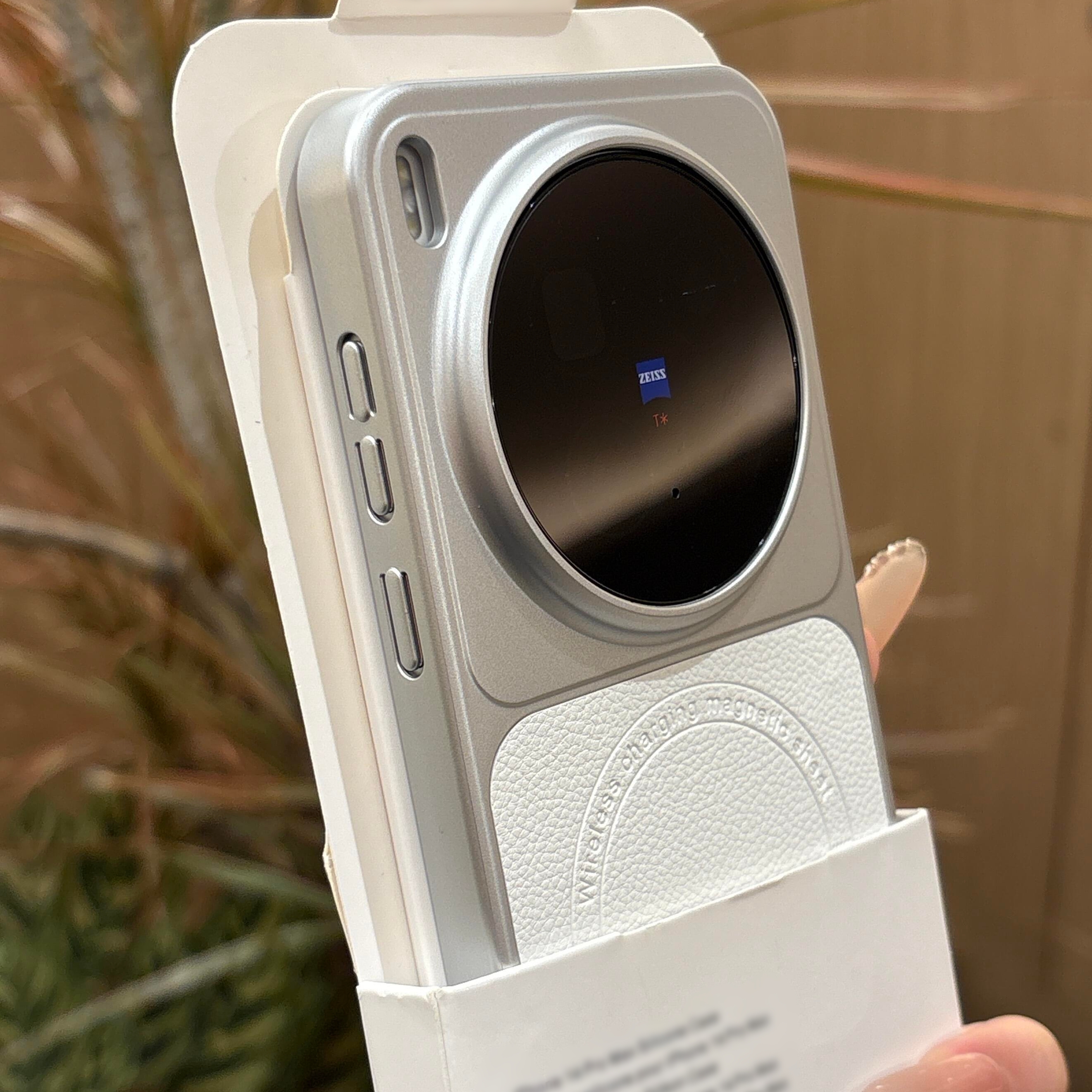 月光白荔枝纹素皮磁吸适用vivox300手机壳秒表相机X300pro高级感创意个性男女款防指纹耐脏全包大孔肤感磨砂