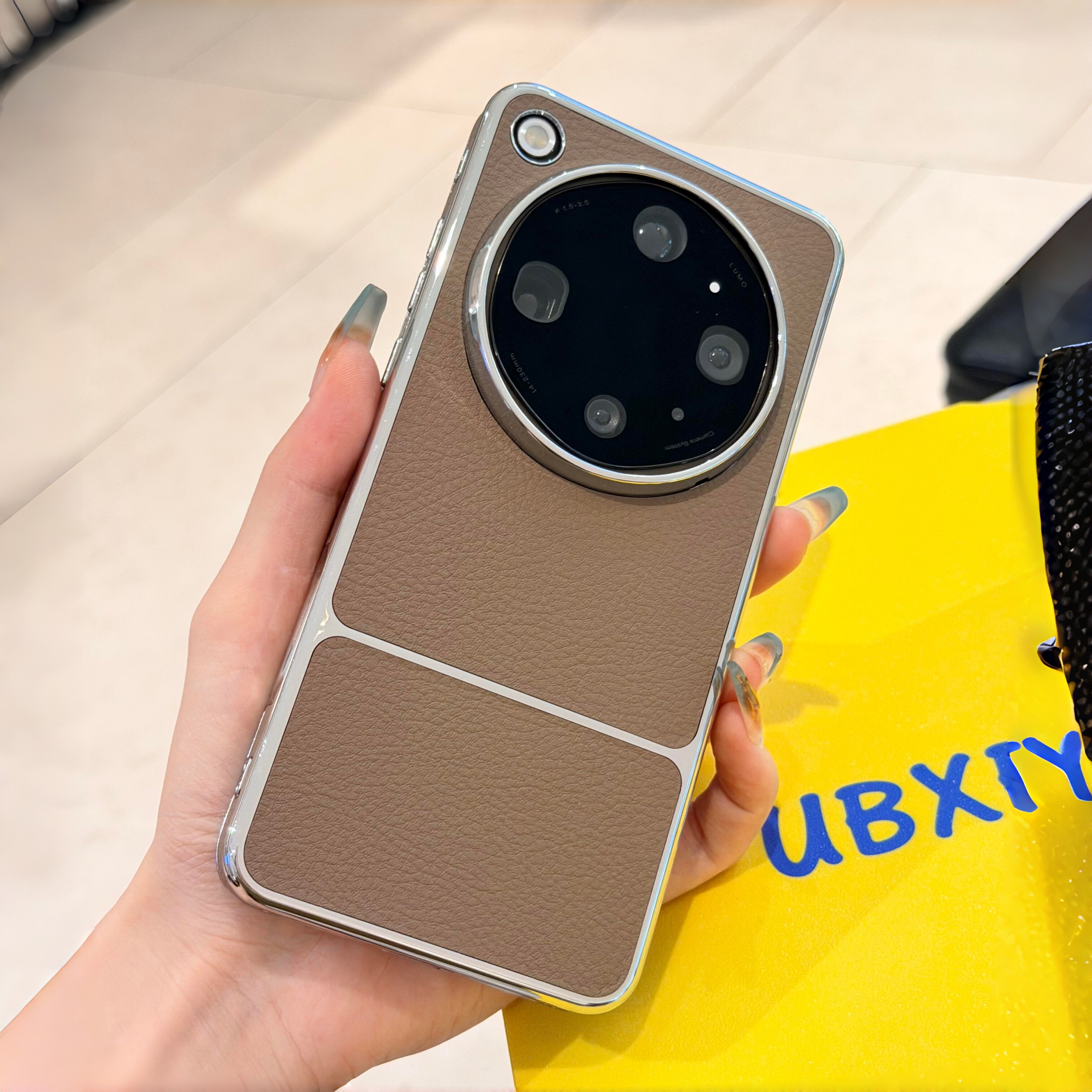 奶咖荔枝纹拼接适用oppoFindx9ultra手机壳x300ultra复古风pura90promax防指纹pura80pro+耐脏mate60pro+高级