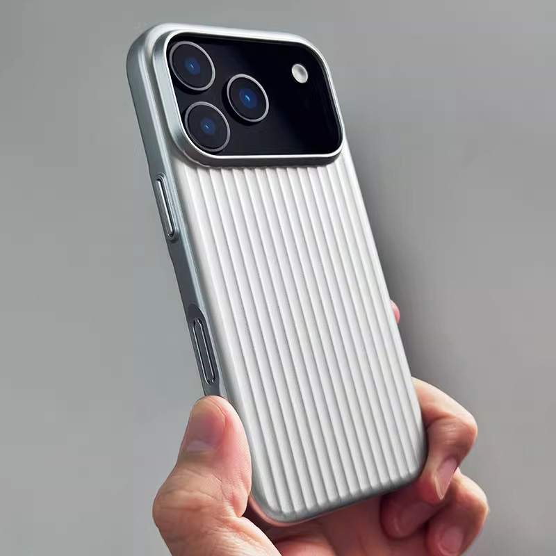 超薄磨砂瓦楞条纹磁吸适用小米17promax手机壳14ultra肤感15spro防指纹mate60/70pro+高级金属质感独立按键灰