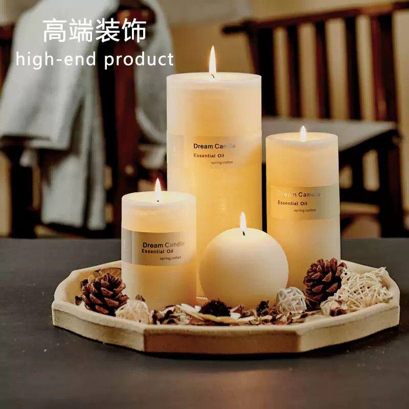 香薰蜡烛精油套装白色超大号圆柱摆件家用小众高级安神助眠氛围感