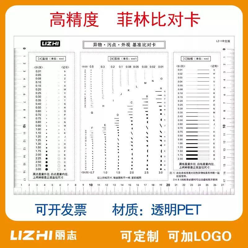 GODA 污点卡A4 标准 点线规菲林尺比对卡片 外观检验规刮伤异物卡