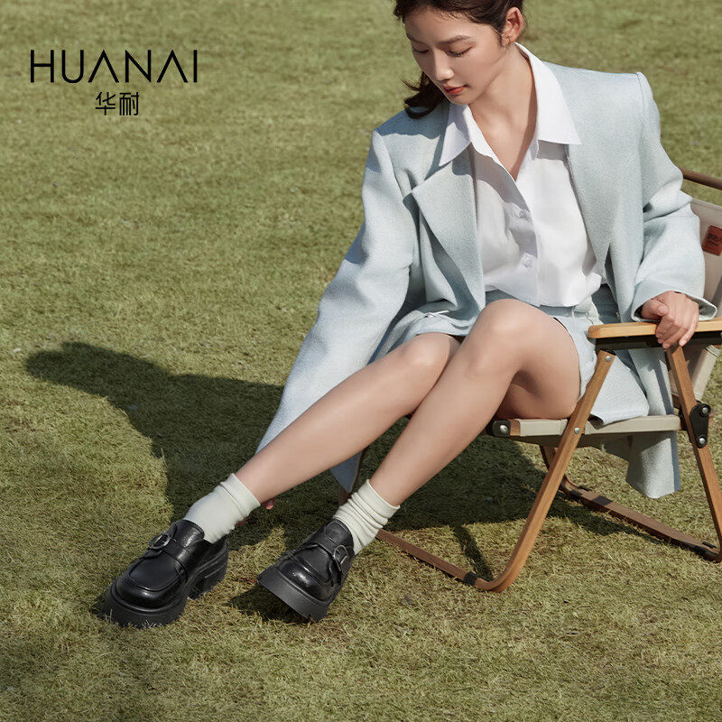 厚底乐福鞋女2025春季新款小个子增高单鞋英伦风百搭小皮鞋子