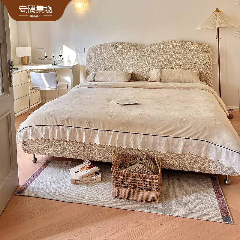 安隅集物圣米歇尔床全可拆洗奶油法式布艺小户型卧室1.8米双人床
