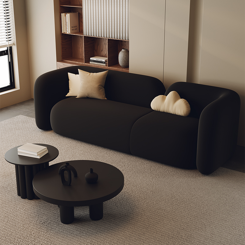 直排沙发小户型黑色网红民宿美容院服装店办公室休息区接待会客